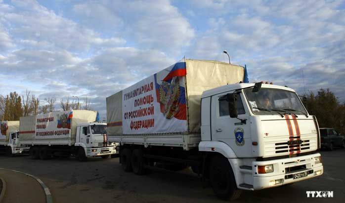 Đoàn xe cứu trợ nhân đạo của Nga đã đến miền đông Ukraine